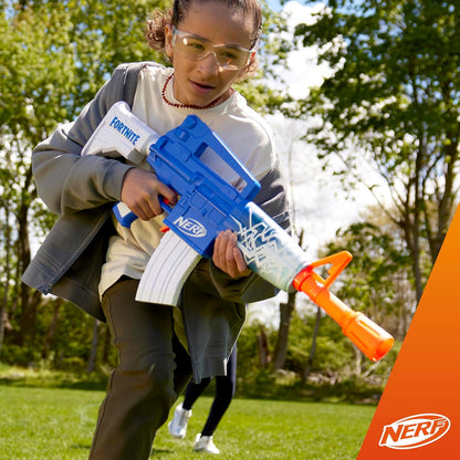 Nerf Fortnite Blue Shock Blaster, 10-Dart Clip, 10 Elite Nerf Darts, Includes Bonus Code to Unlock The Beat Wrap in The Game, Motorized Dart Blaster