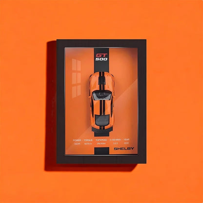 TOYVELLY Orange 3D Diecast Model Car Frame Diecast Metal Car Interactive Wall Decor with Openable Doors, Pull Back Display Car 1 PC