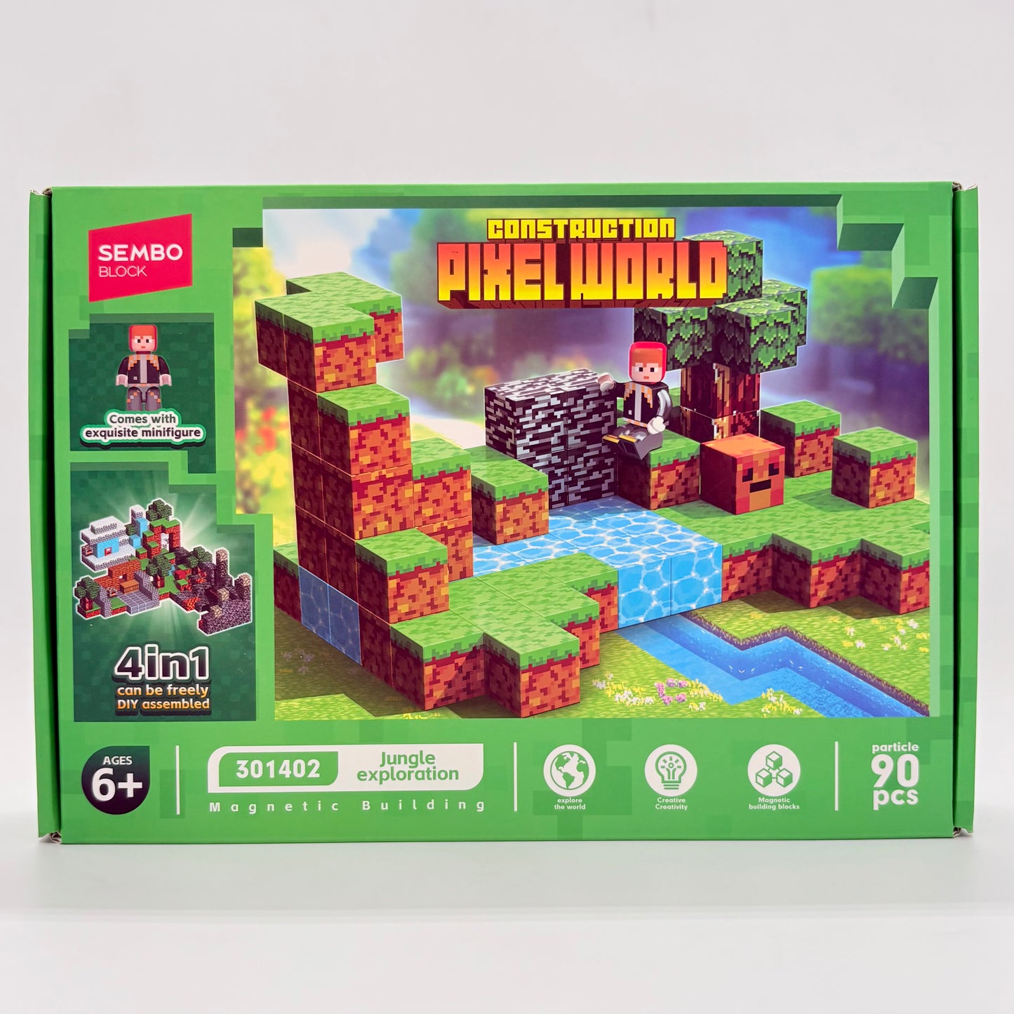 Sembo Pixel World Jungle Exploration Magnetic Building Block Set - 90 Pcs