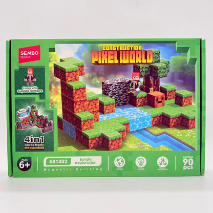 Sembo Pixel World Jungle Exploration Magnetic Building Block Set - 90 Pcs