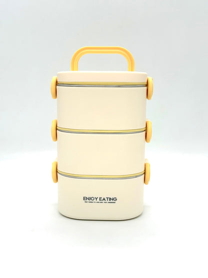 Three Layer Stainless Steel Lunch Box with Carry Handle