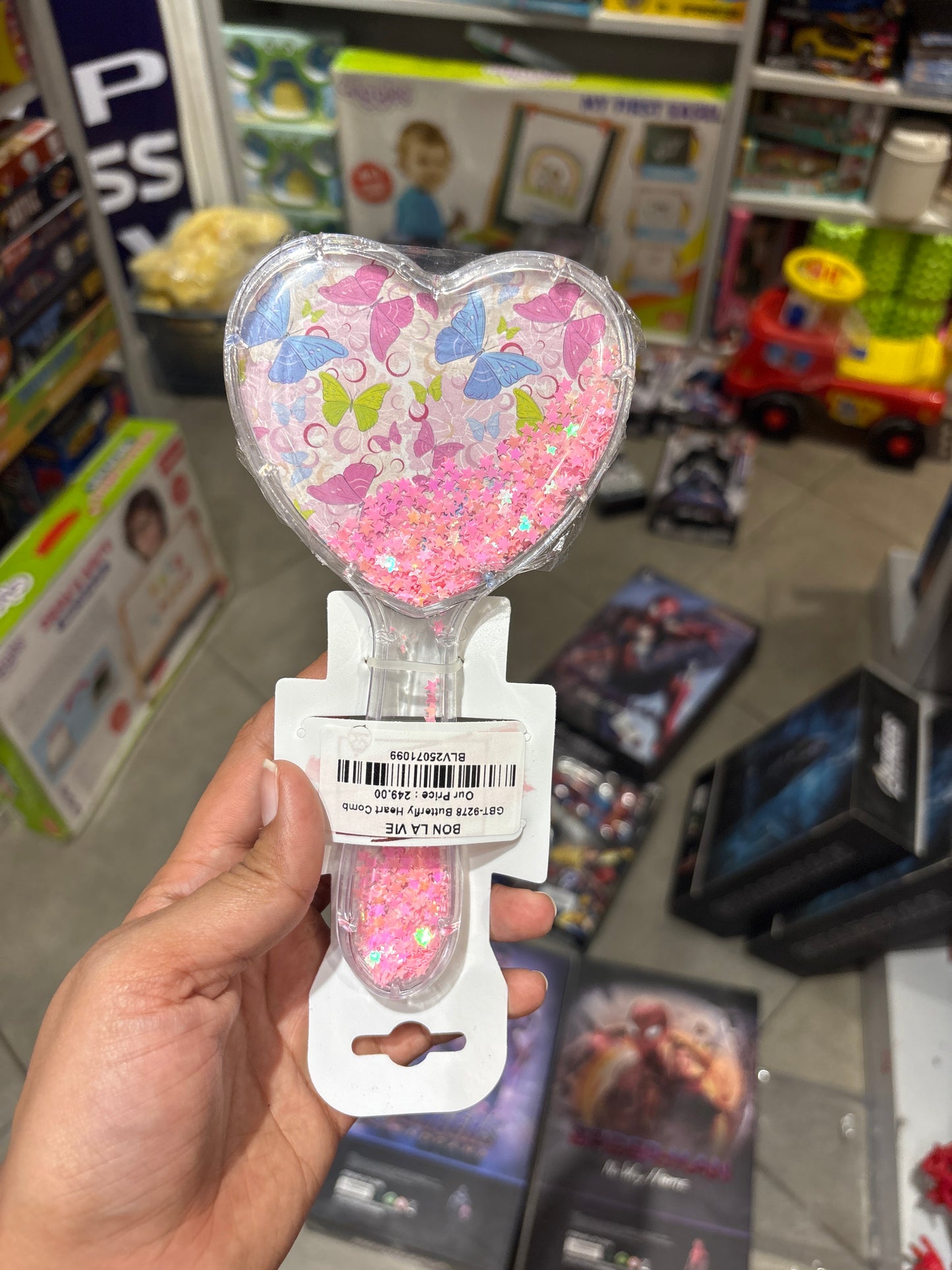 Heart Shape Butterfly Glitter Comb