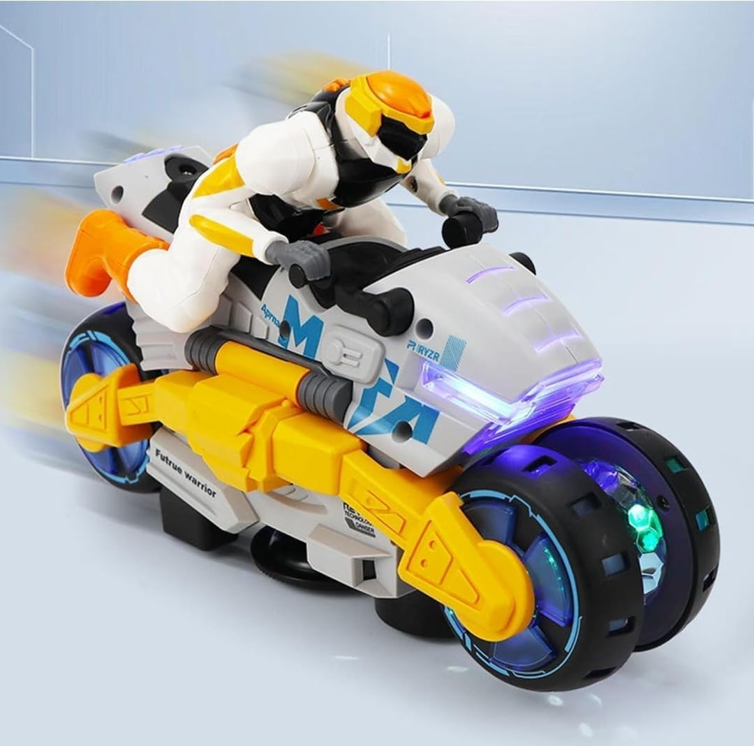 Futuristic Transforming Robot Motorcycle – 360° Deforming Stunt Bike with Lights and Music