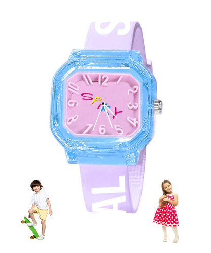 Spiky Square Analog Watch with Typography Strap
