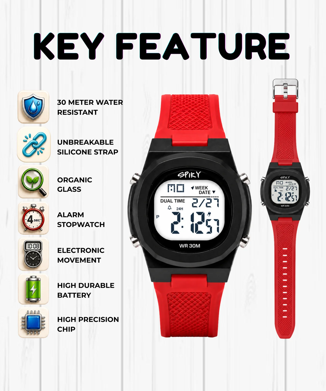 Spiky Spkeva65 Round Digital Sports Watch for Kids