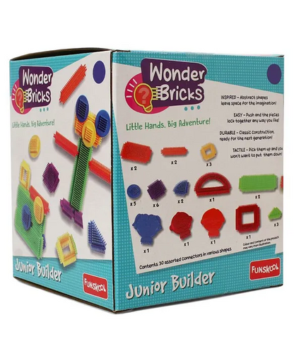 Funskool Wonder Bricks Junior Builder – 30 Piece Tactile Building Set for Kids Ages 3+