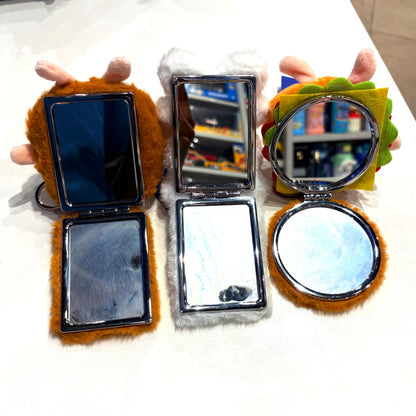 Plush Foldable Compact Mirror Keychain