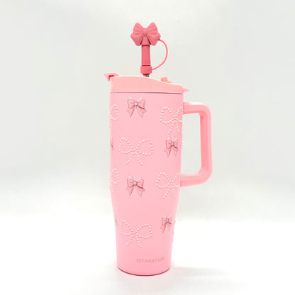 Sitarayuri Pearl Insulated Tumbler with Bow Charm and Handle