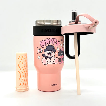Twinkle Happy Insulated Tumbler with Handle and Straw – Starxcup