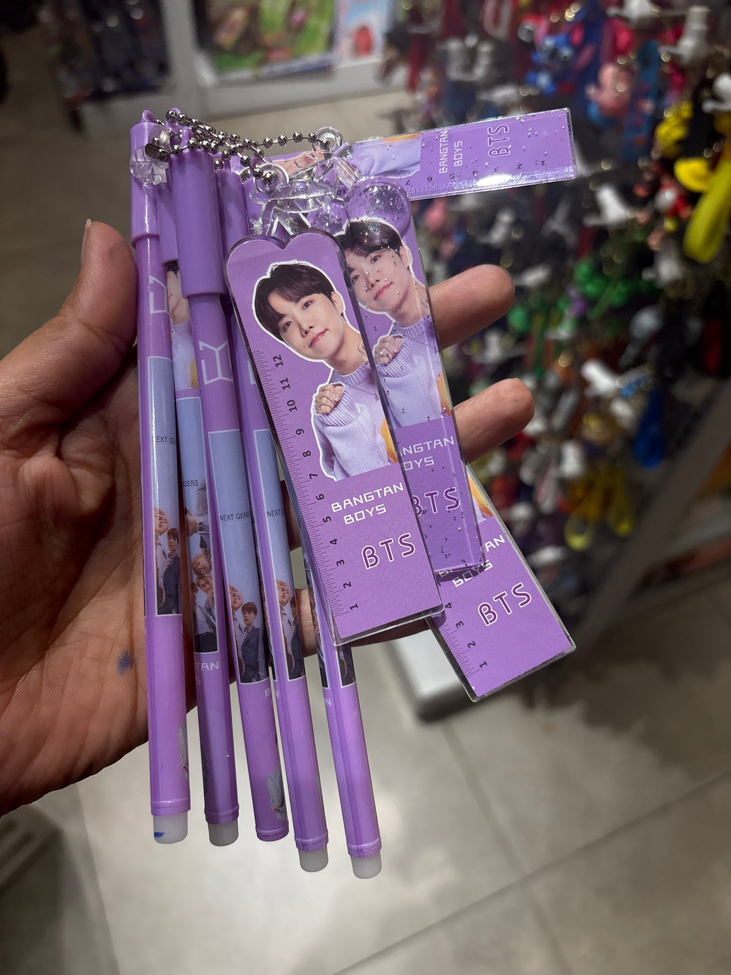 BTS Bangtan Boys Blue Gel Pen with Ruler