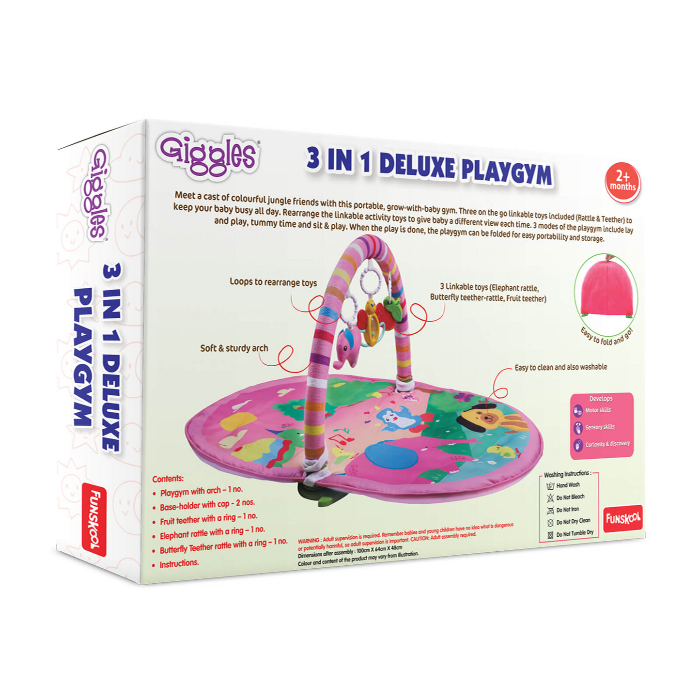 Giggles 3 in 1 Deluxe Mat Play Gym- Pink