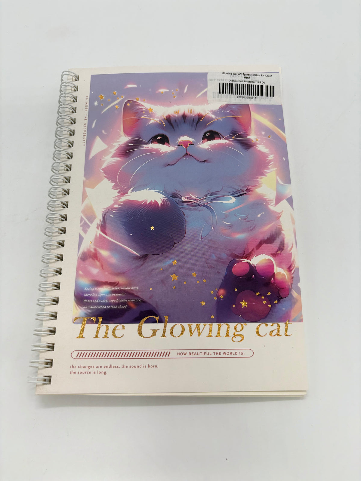 Glowing Cat A5 Spiral Notebook