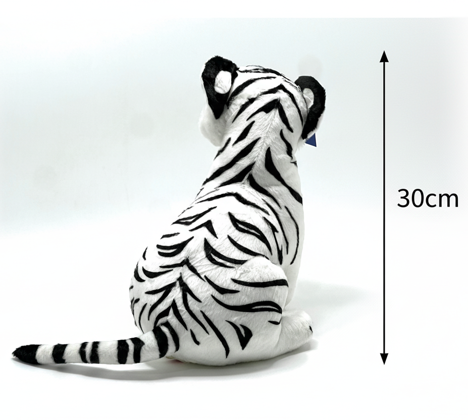 White Tiger Plush Soft Toy – 30 cm Realistic Stuffed Animal for Kids