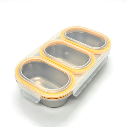 Stainless Steel 3-Compartment Snack & Lunch Box (810ml)