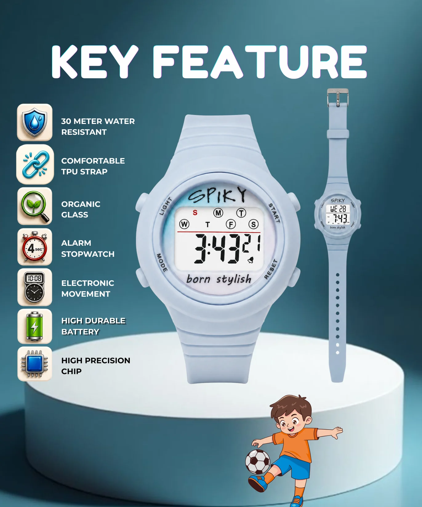 Spiky Spkeva64 Digital Sports Watch for Kids