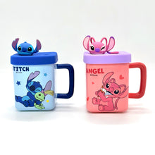 Stitch & Angel Character Mug with Straw and Topper Lid