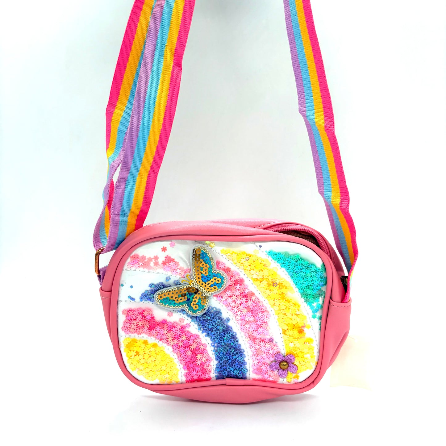 Rainbow Sequin Butterfly Crossbody Bag for Girls