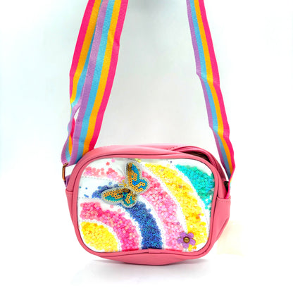 Rainbow Sequin Butterfly Crossbody Bag for Girls