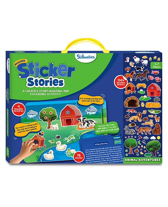 Skillmatics Sticker Stories Animal Adventures Activity Set -( 150+ Reusable Stickers )