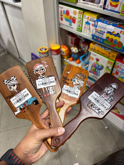 Fashion Girl Wooden Paddle Hair Brush