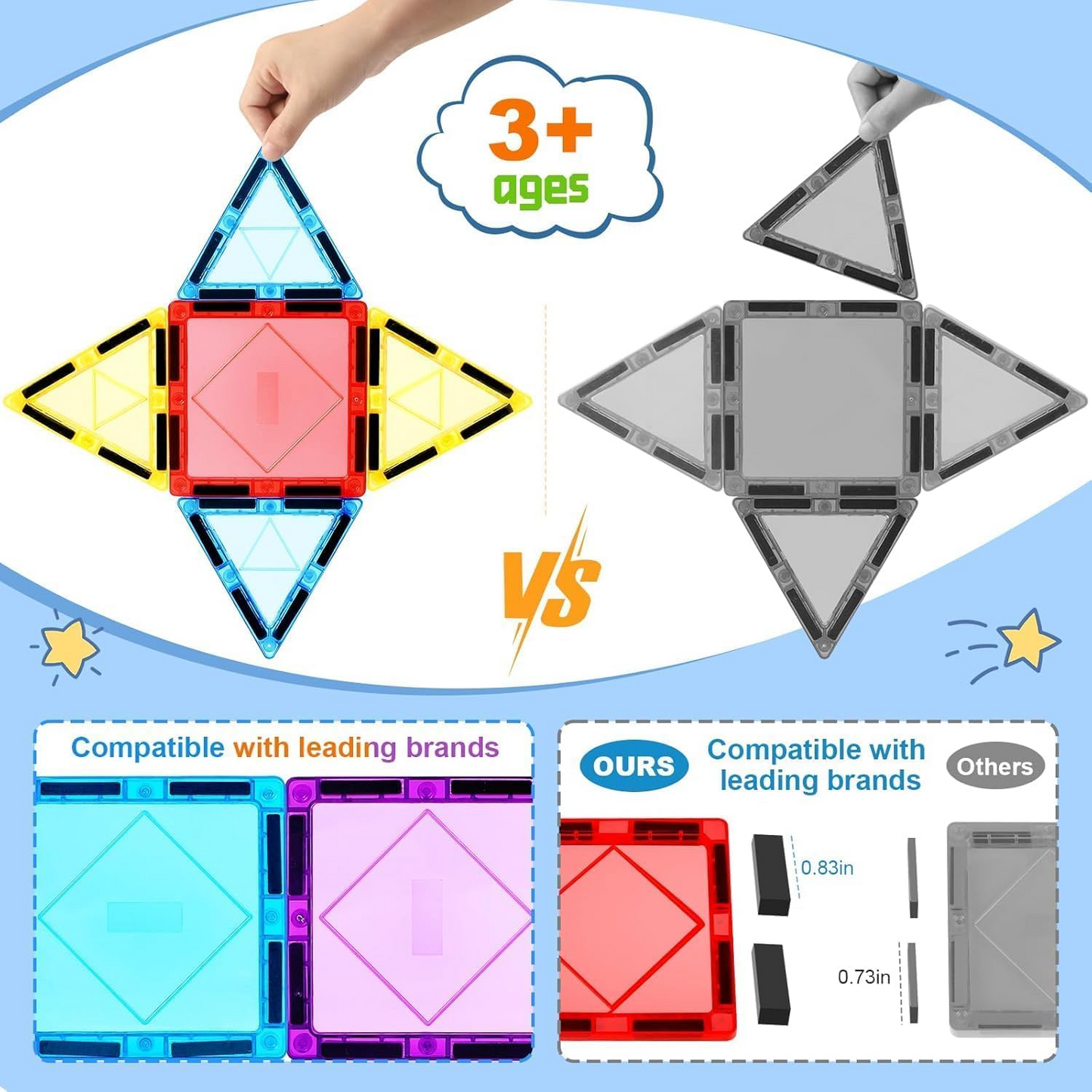 Magnetic Tiles Building Blocks – 40 Pcs STEM Educational Toy