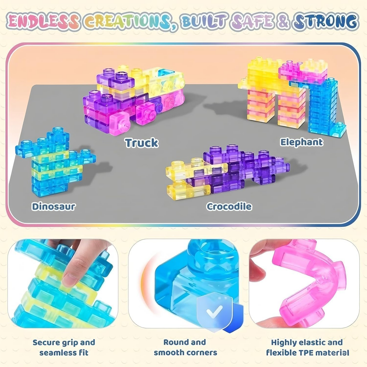 Magic Gummy Bloc – Super Soft Sensory Building Blocks Set (40 Pcs)