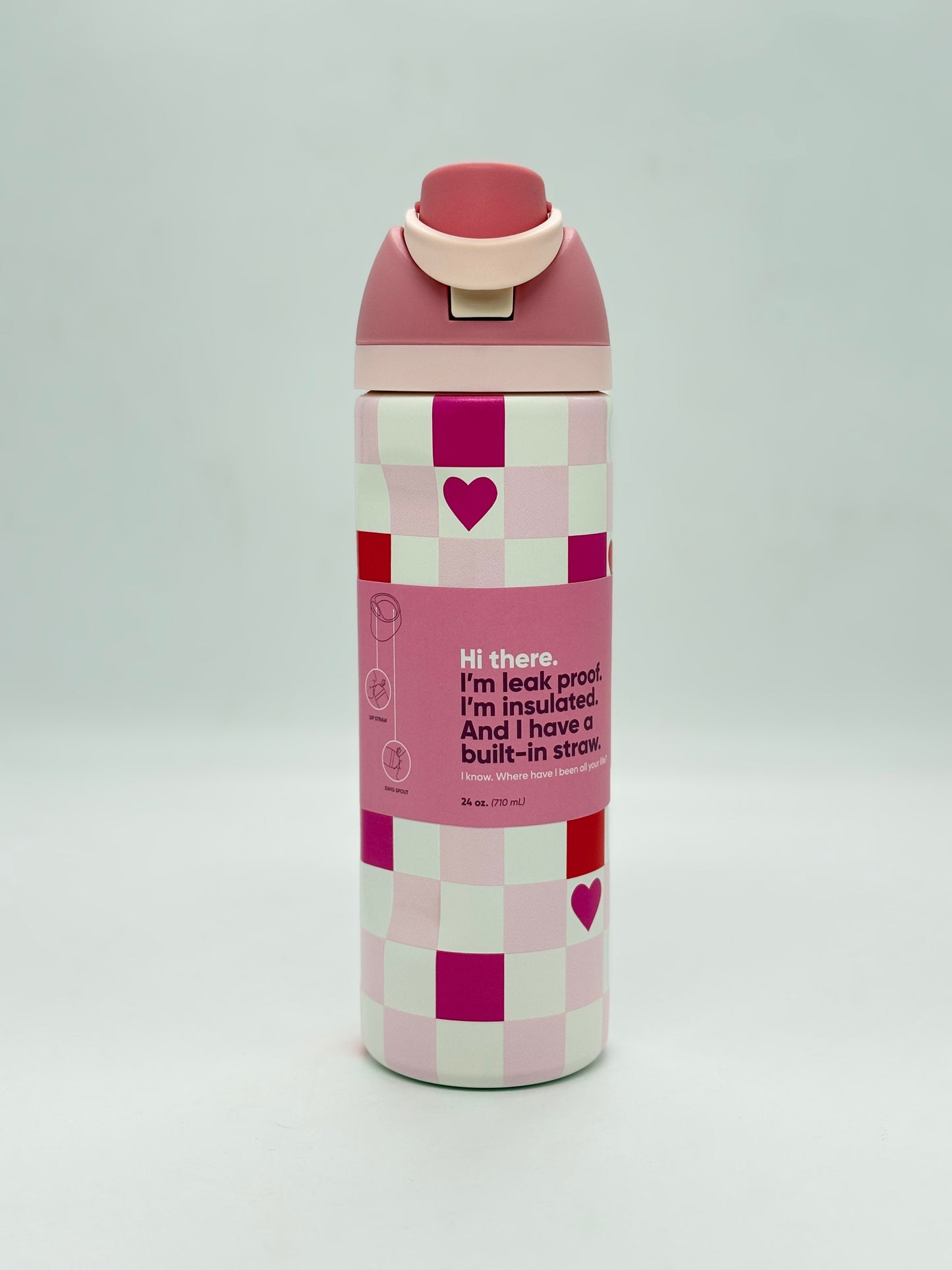 Floral Design Insulated Water Bottle – Dual-Sip Stainless Steel Bottle with Locking Lid 710 ml