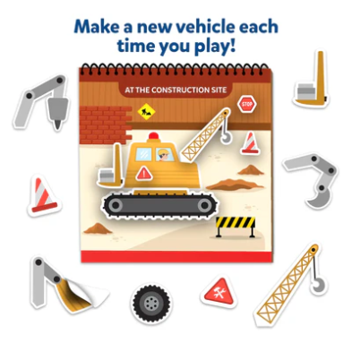 Skillmatics Reusable Stickers Book -Peelies Trucks, Cars & More !