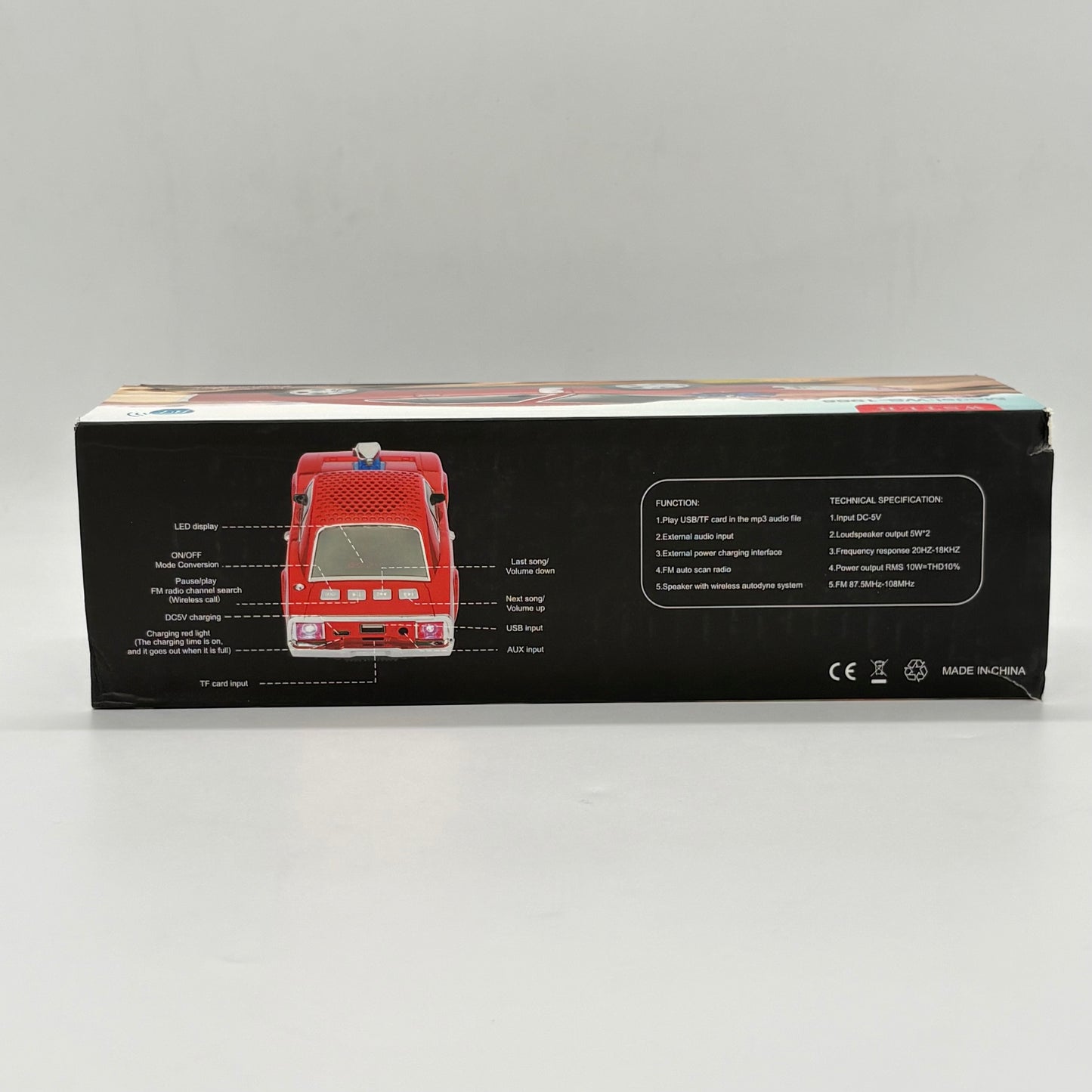 WSTER WS -1968 Portable Wireless Speaker With TF/USB/FM Radio Car