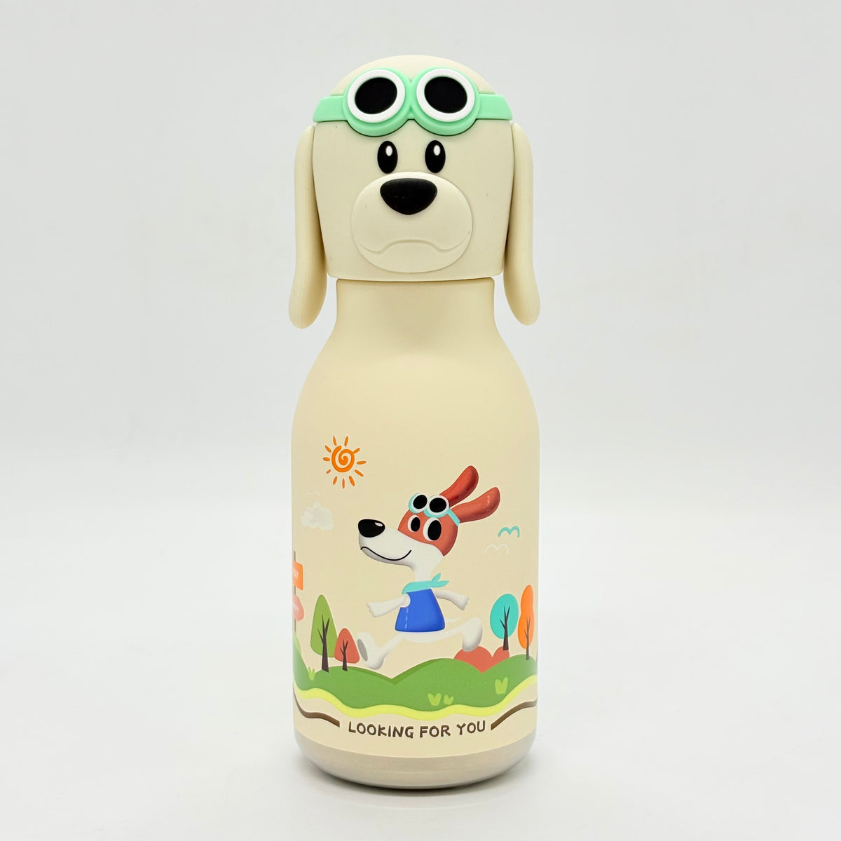 Cute Animal Insulated Bottle 450ml with Straw & Leak-Proof Lid