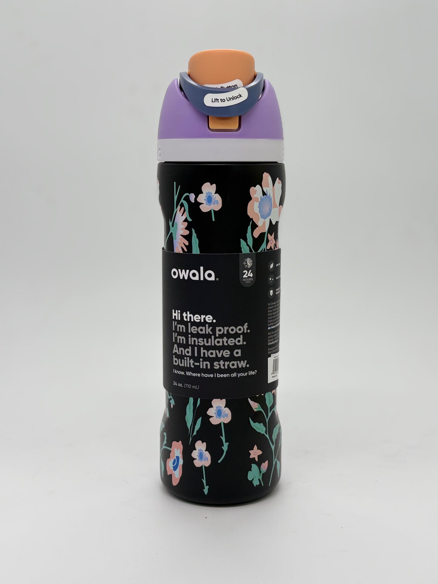 Owala FreeSip Insulated Stainless Steel Water Bottle with Straw for Sports and Travel, BPA-Free, 24-Ounce 710ml