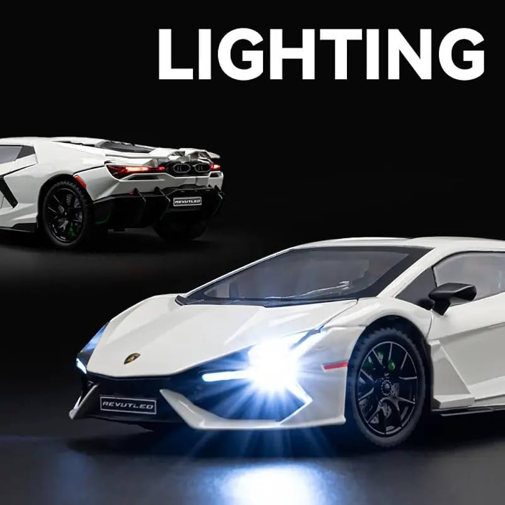 Diecast 1:24 Scale Alloy Sports Car Model with Scissor Doors, Smoke Effect, Lights & Sound