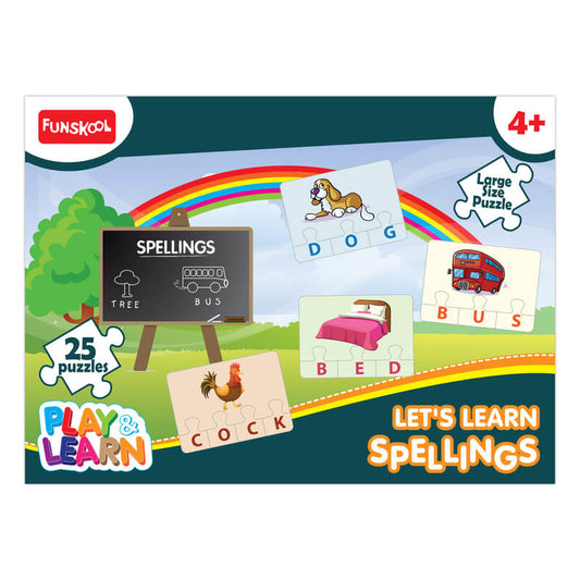Funskool - Play & Learn-Spellings,Educational,25 Pieces,Puzzle,for 4 Year Old Kids and Above,Toy