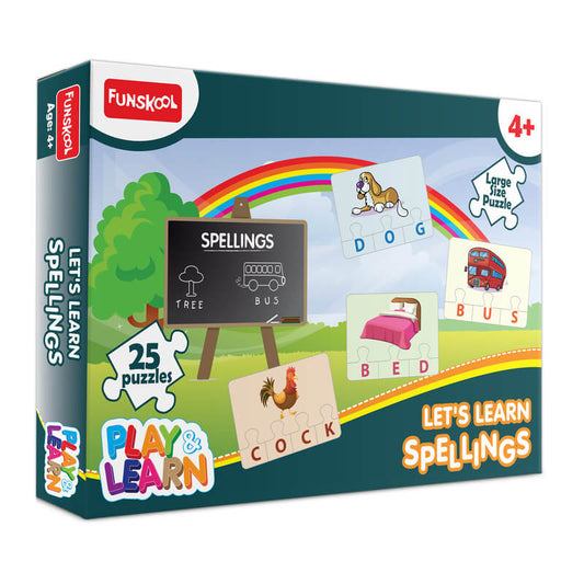 Funskool - Play & Learn-Spellings,Educational,25 Pieces,Puzzle,for 4 Year Old Kids and Above,Toy