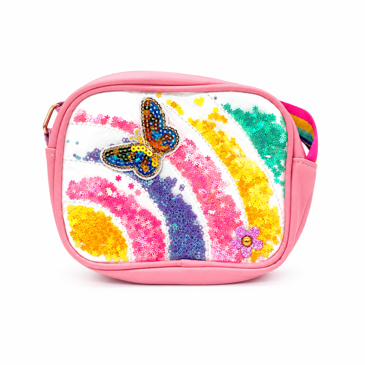 Rainbow Sequin Butterfly Crossbody Bag for Girls