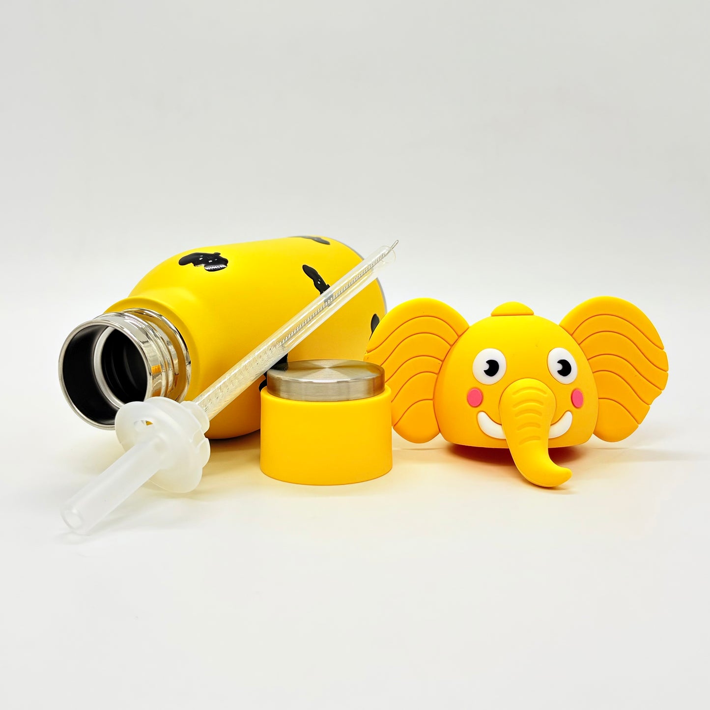 Cute Animal Insulated Bottle 450ml with Straw & Leak-Proof Lid