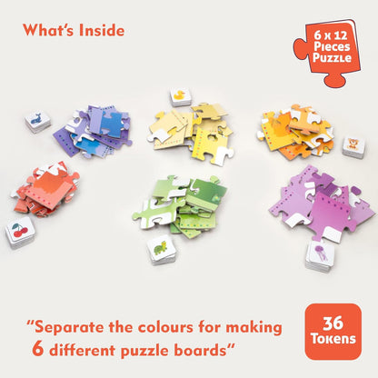 Play & Learn Funskool Colours 6in1 Matching Jigsaw Puzzle Game for Kids, 6x12 Pieces, Educational, Learning & Development, Fun Activity Toy for Childrens, Gift Set for Kid, Age 4+ Years