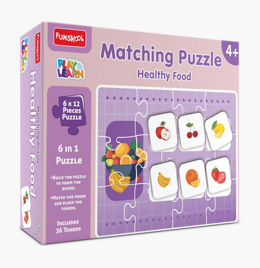 Play & Learn Funskool Healthy Food 6in1 Matching Jigsaw Puzzle Game for Kids, 6x12 Pieces, Educational, Learning & Development, Fun Activity Toy for Childrens, Gift Set for Kid, Age 4+ Years
