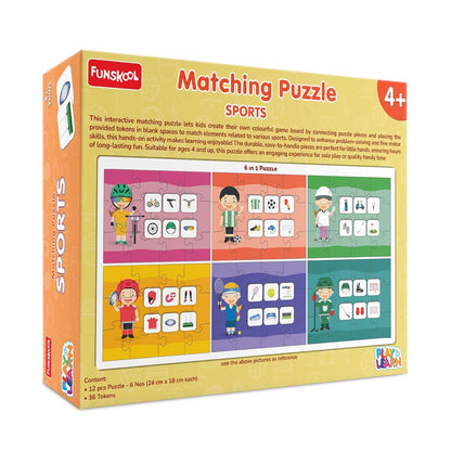 Play & Learn Funskool Sports 6in1 Matching Jigsaw Puzzle Game for Kids, 6x12 Pieces, Educational, Learning & Development, Fun Activity Toy for Childrens, Gift Set for Kid, Age 4+ Years