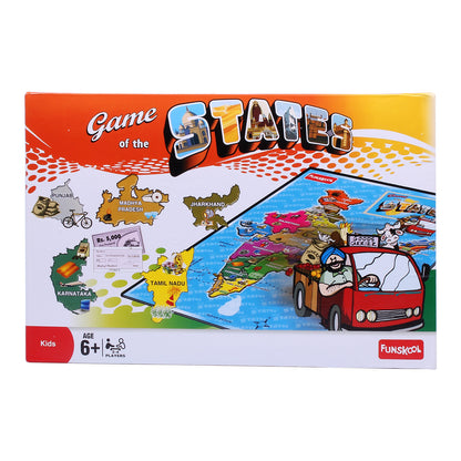 Funskool Games ,Game Of States, Education & Fun Board Game, The Ultimate Geography Game, Kids & Family, 92 Pieces Multicolour, 2 - 4 Players, Ages 6 and Above,