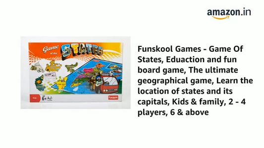 Funskool Games ,Game Of States, Education & Fun Board Game, The Ultimate Geography Game, Kids & Family, 92 Pieces Multicolour, 2 - 4 Players, Ages 6 and Above,