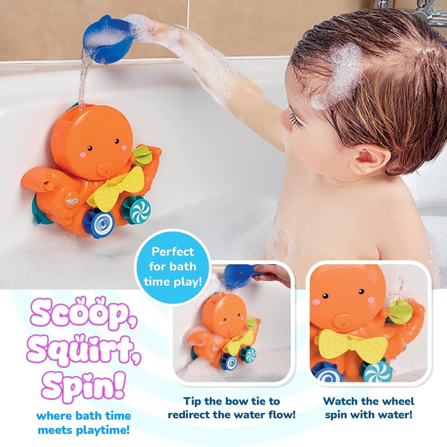 Giggles Funskool Pour & Play Octopus Bath Toy For Kids, Toy For 2 Year Kid, Perfect For Bath Time Play, Water Play, Infant And Preschool