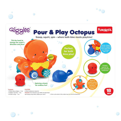 Giggles Funskool Pour & Play Octopus Bath Toy For Kids, Toy For 2 Year Kid, Perfect For Bath Time Play, Water Play, Infant And Preschool
