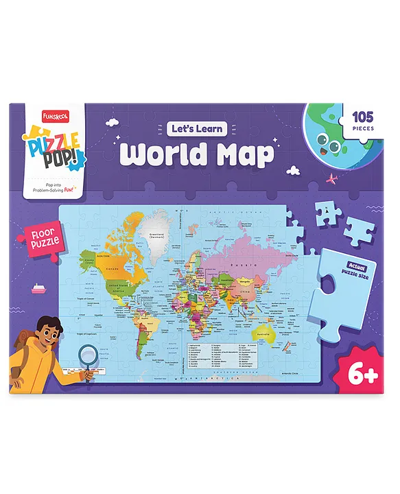 Funskool Play & Learn World Map Floor Puzzle 105 Pcs for Ages 6+