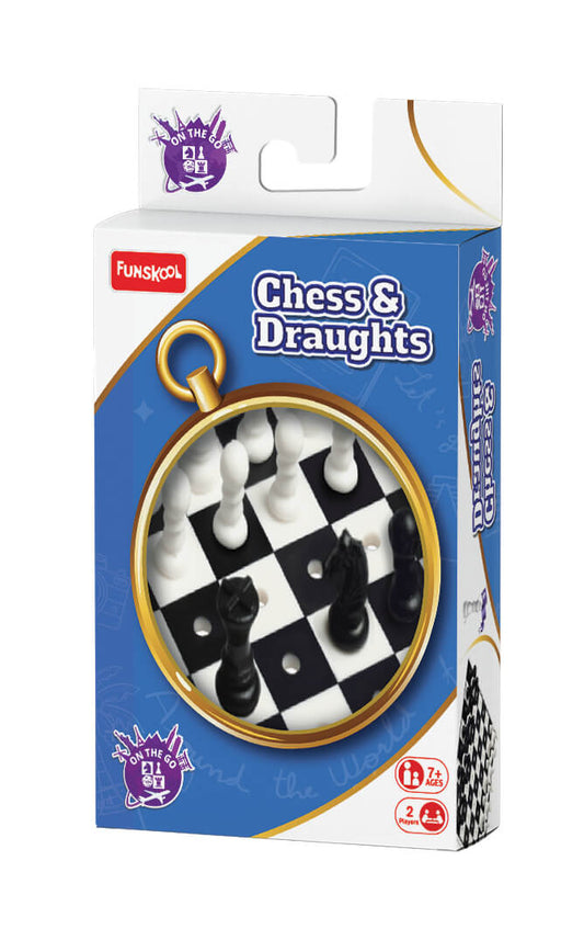 Funskool Games,Travel Chess & Draught, Family,Strategy Board,Toys for Kids, War & Strategy,Portable Classic Travel Games, Kids & Family, 2 Players, Ages 7 & Above, Multicolour