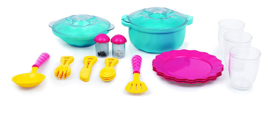 Giggles - Dinnerware Set, 23 Colourful Pretend and Play Cooking Set, Language and Social Skills, Role Play, 3 Years & Above, Preschool Toys, Multicolour