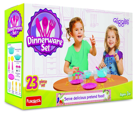 Giggles - Dinnerware Set, 23 Colourful Pretend and Play Cooking Set, Language and Social Skills, Role Play, 3 Years & Above, Preschool Toys, Multicolour