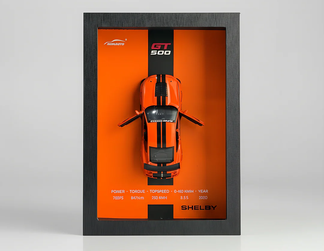 TOYVELLY  3D Diecast Model Car Frame Diecast Metal Car Interactive Wall Decor with Openable Doors, Pull Back Display Car 1 PC