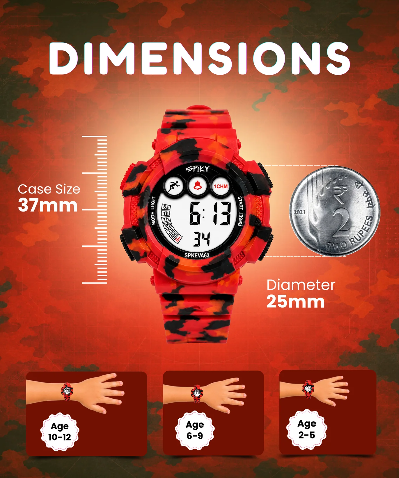 Spiky Spkeva63 Digital Sports Watch for Kids