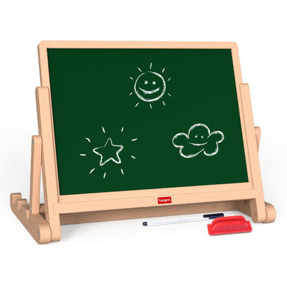 Giggles Funskool Draw N Write Desktop Slate, 4in1 Double Sided Chalk Board for Kids, Alphabet & Numbers, Encourages Learning & Development, Preschool Activity Set, Gift Set for Kid, Ages 3+ Years